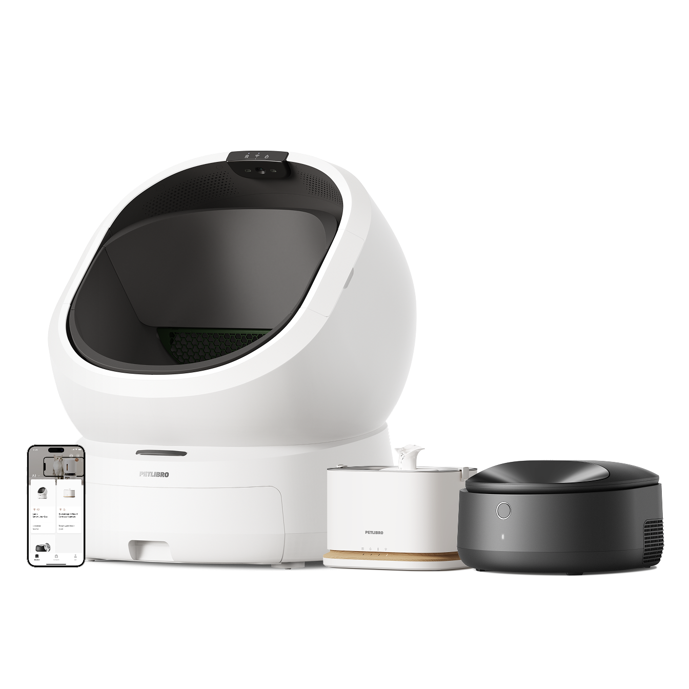 Luma Bac à litière intelligent & Distributeur intelligent de nourriture humide Polar & Fontaine à eau intelligente Dockstream 2
