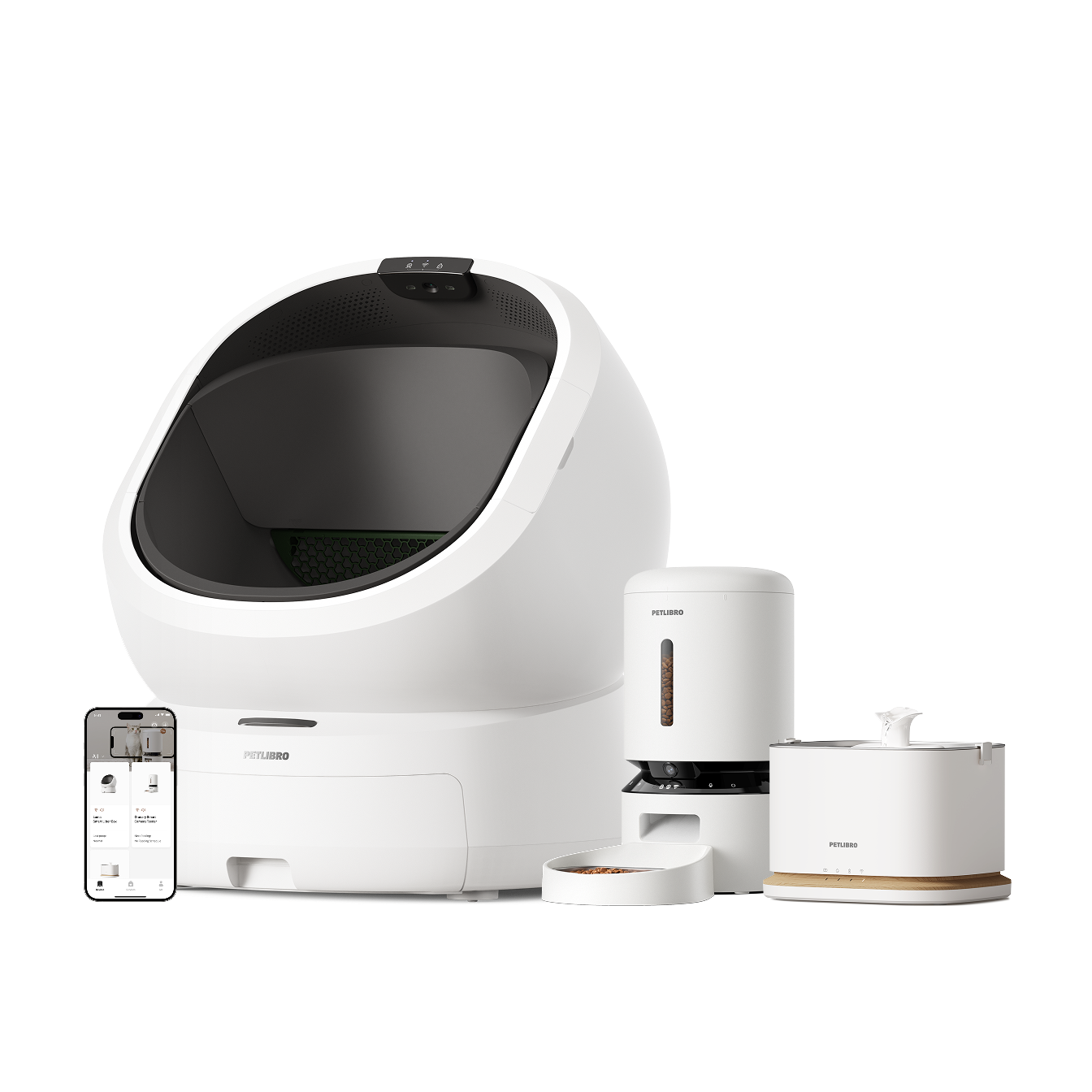 Luma Bac à litière intelligent & Distributeur intelligent avec caméra de surveillance Granary & Fontaine à eau intelligente Dockstream 2